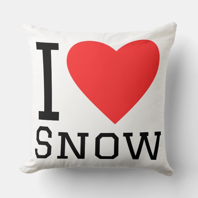 Cojín Decorativo Me encanta pegatina cuadrada de nieve (Anverso)