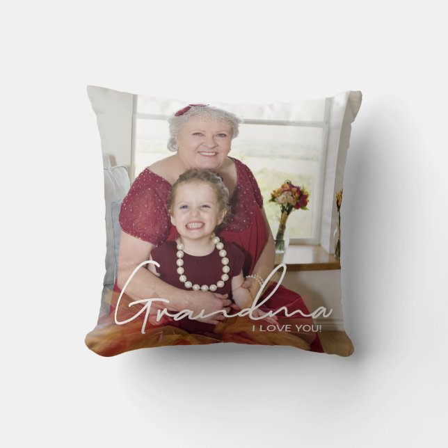 Cojín Decorativo Me encanta tu foto Personalizado abuela personaliz (Anverso)