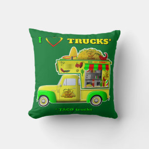 Cojín Decorativo Me encantan los camiones de tacos reversibles