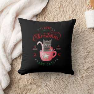 Cojín Decorativo me encantan los Navidades del café y los saludos a