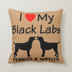 Cojín Decorativo Me encantan mis dos Black Labs
