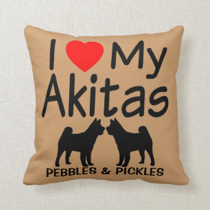 Cojín Decorativo Me encantan mis dos perros Akita