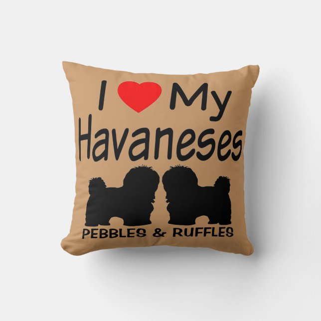 Cojín Decorativo Me encantan mis dos perros habaneses (Anverso)