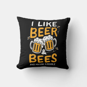 Cojín Decorativo Me Gusta La Cerveza Y Las Abejas