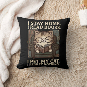 Cojín Decorativo Me Quedo En Casa Leo Libros Acaricio A Mi Gato Gat