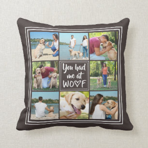 Cojín Decorativo Me tenías en WOOF 8 Collages de fotos Editable Bro