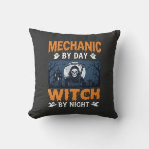 Cojín Decorativo Mecánico de Halloween de Día Bruja de Noche