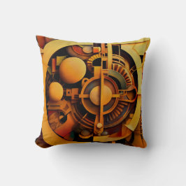 Cojín Decorativo Mecanismo Dorado Abstracto Steampunk