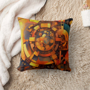 Cojín Decorativo Mecanismo Solar Steampunk Abstracto