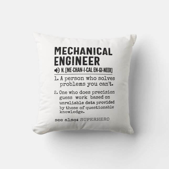 Cojín Decorativo Mechanical Engineer Dictionary Definition (Anverso)