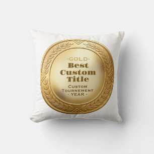 Cojín Decorativo Medalla de oro realista 3D personalizable y editab