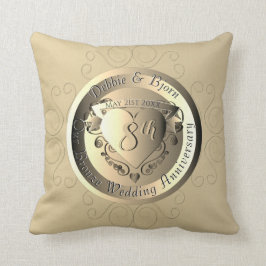 Cojín Decorativo Medallón de bronce del octavo aniversario del Boda