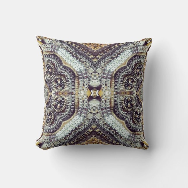Cojín Decorativo Medallón de oro gris Kaleidoscópico (Anverso)