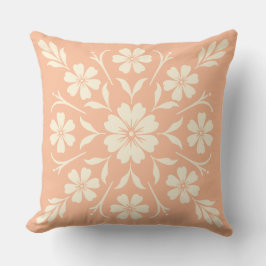 Cojín Decorativo Medallón de reloj de flores Coral