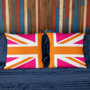 Cojín Decorativo Media Union Jack rosa y naranja