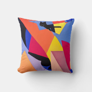 Cojín Decorativo Medianoche - Gato negro y arte abstracto