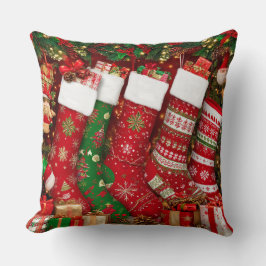 Cojín Decorativo Medias de Navidad Vibrantes