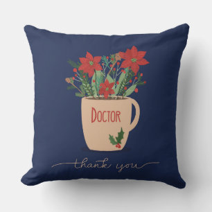 Cojín Decorativo Médica Gracias a los Navidades Poinsettias