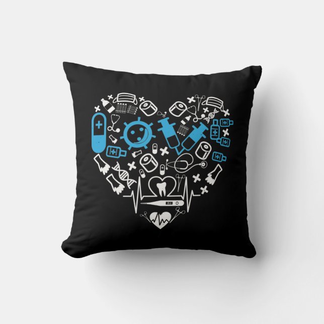 Cojín Decorativo Medicina - Corazón De Equipo Médico (Anverso)