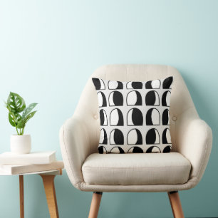 Cojín Decorativo Medio Círculo Geométrico Negro y Blanco