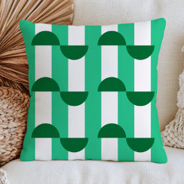 Cojín Decorativo Medios Círculos sobre Rayas Verdes Moderno de Mita