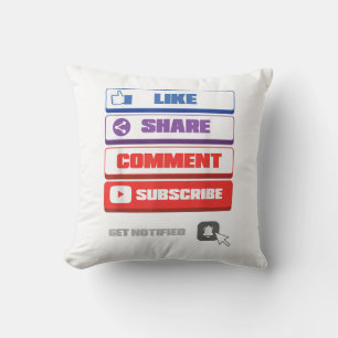 Cojín Decorativo Medios Sociales Me Gusta Compartir Comentar Suscri