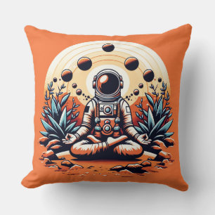 Cojín Decorativo Meditación astronauta - Zen cósmico y paz interior