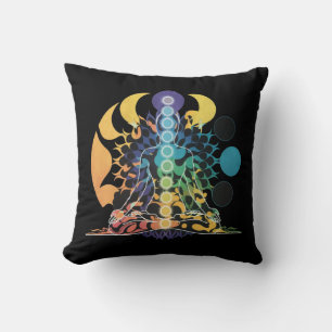 Cojín Decorativo Meditación Colorida Cósmica del Chakra Energía Esp