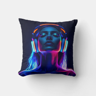 Cojín Decorativo Meditación de Música de Neón – Arte de Mujer con A