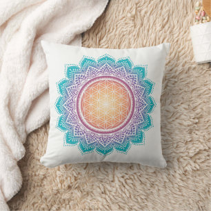 Cojín Decorativo Meditación, Mandala, Flor de la vida