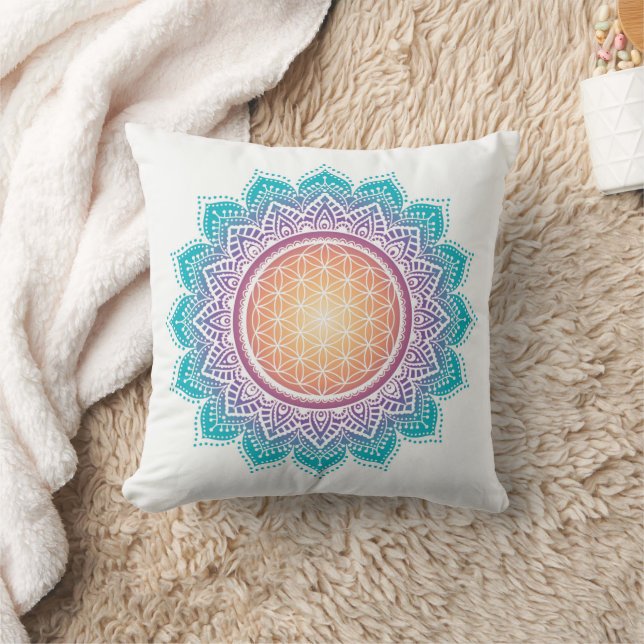 Cojín Decorativo Meditación, Mandala, Flor de vida (Manta)
