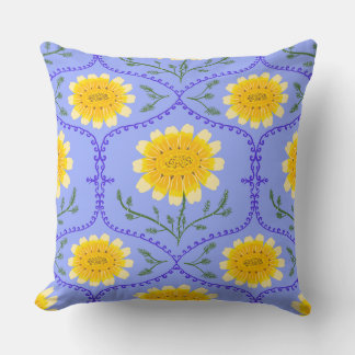 Cojín Decorativo Mediterranean Blue and Yellow Floral Greek Flora