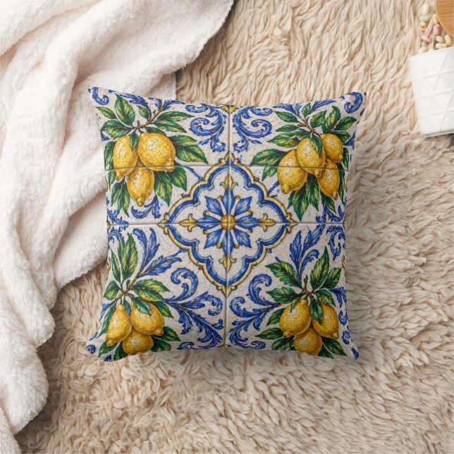 Cojín Decorativo Mediterranean Lemon Azulejo Tile (Manta)
