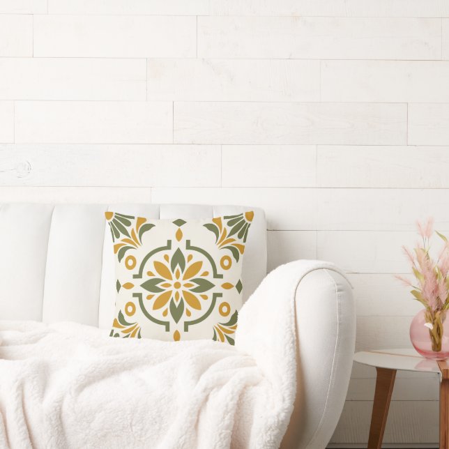 Cojín Decorativo Mediterranean Olive Tile (Sofá)