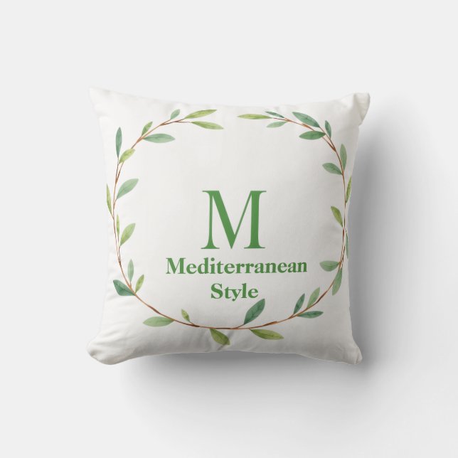 Cojín Decorativo Mediterranean Olive Wreath Throw Pillow (Anverso)