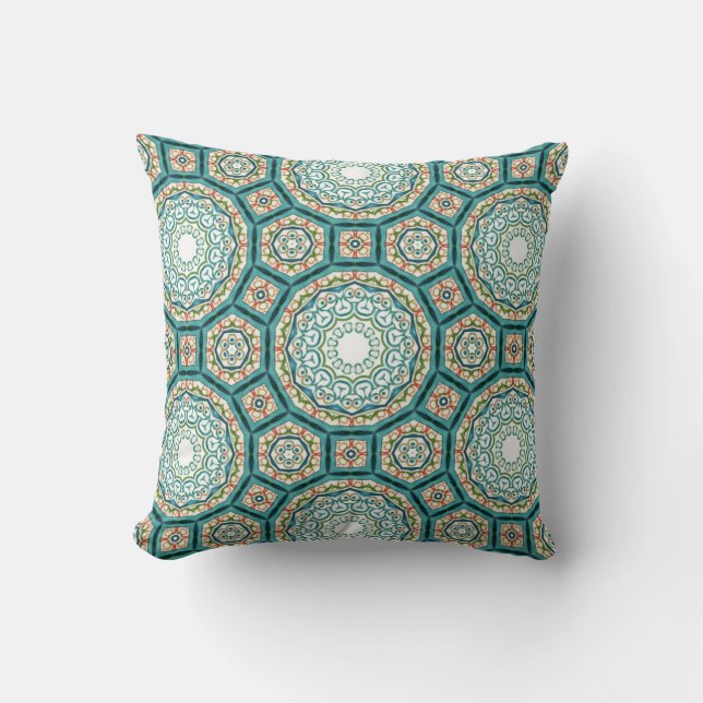 Cojín Decorativo Mediterranean Teal Tile Pattern (Anverso)