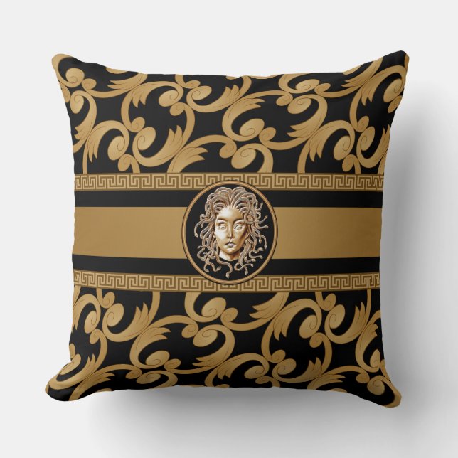 Cojín Decorativo Medusa Baroque Gold de lujo (Anverso)