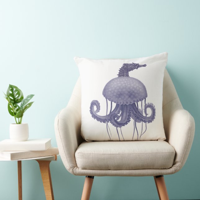 COJÍN DECORATIVO MEDUSA CABALLITO DE MAR AZUL (Silla)