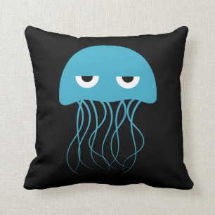 Cojín Decorativo Medusa de Dibujos Animados Azul Caprichosa