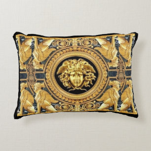 Cojín Decorativo Medusa Dorada Esfinges Griegas Diseñador 