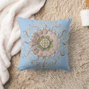Cojín Decorativo Medusa Ernst Haeckel Medusa rosa náutica