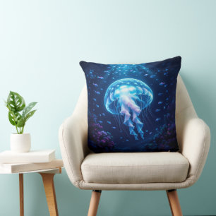 Cojín Decorativo Medusa Gigante Resplandeciente en las Profundidade