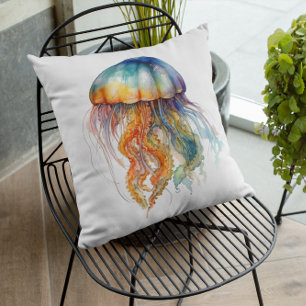 Cojín Decorativo Medusa Mareas Arcoíris: Arte Acuarela