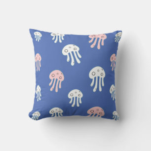 Cojín Decorativo Medusas sobre fondo azul