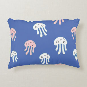 Cojín Decorativo Medusas sobre fondo azul