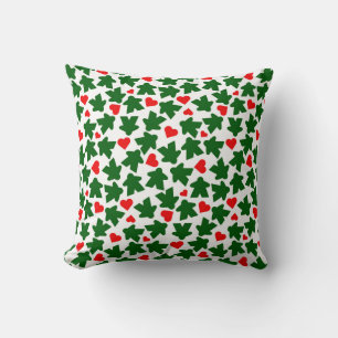 Cojín Decorativo Meeple verde con corazón rojo