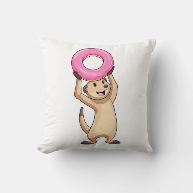 Cojín Decorativo Meerkat con Donut (Anverso)