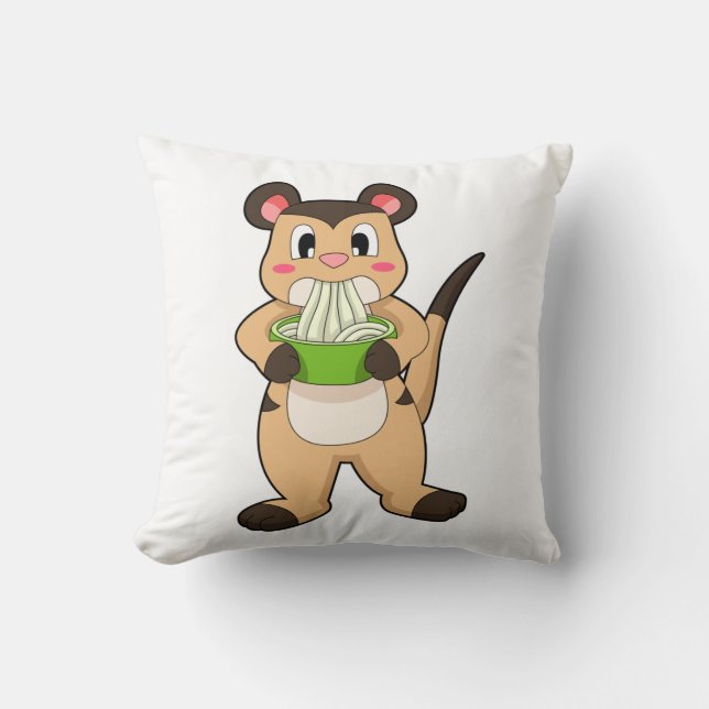Cojín Decorativo Meerkat con Ramen (Anverso)