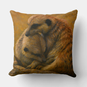 Cojín Decorativo Meerkat Cuddle - Pintura de vida silvestre en la T