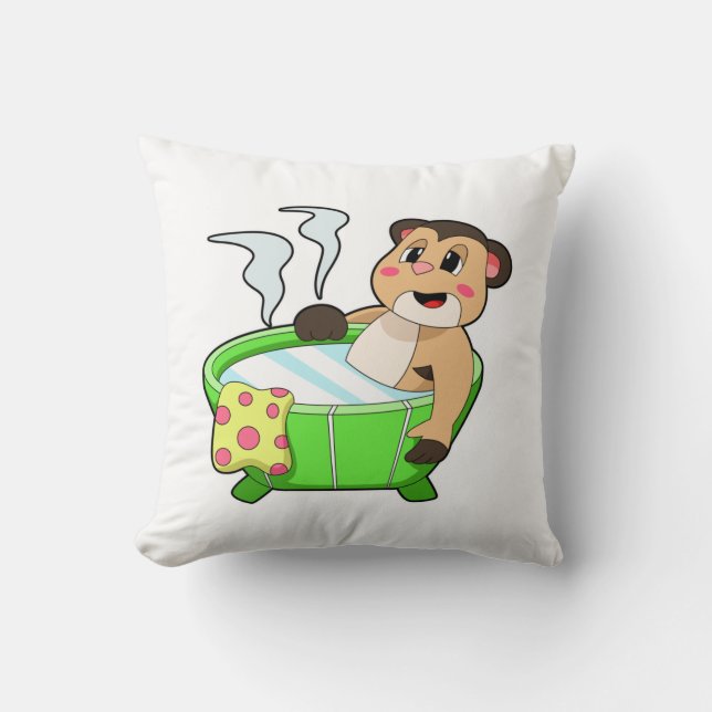 Cojín Decorativo Meerkat en bañarse en bañera (Anverso)